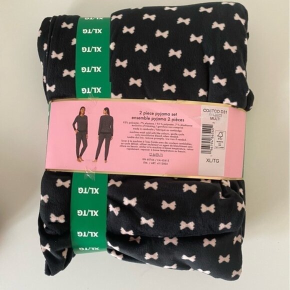 NWTKateSpade2PiecePajamaSetBlackwPinkBowsXLXXL - Picture 3 of 5